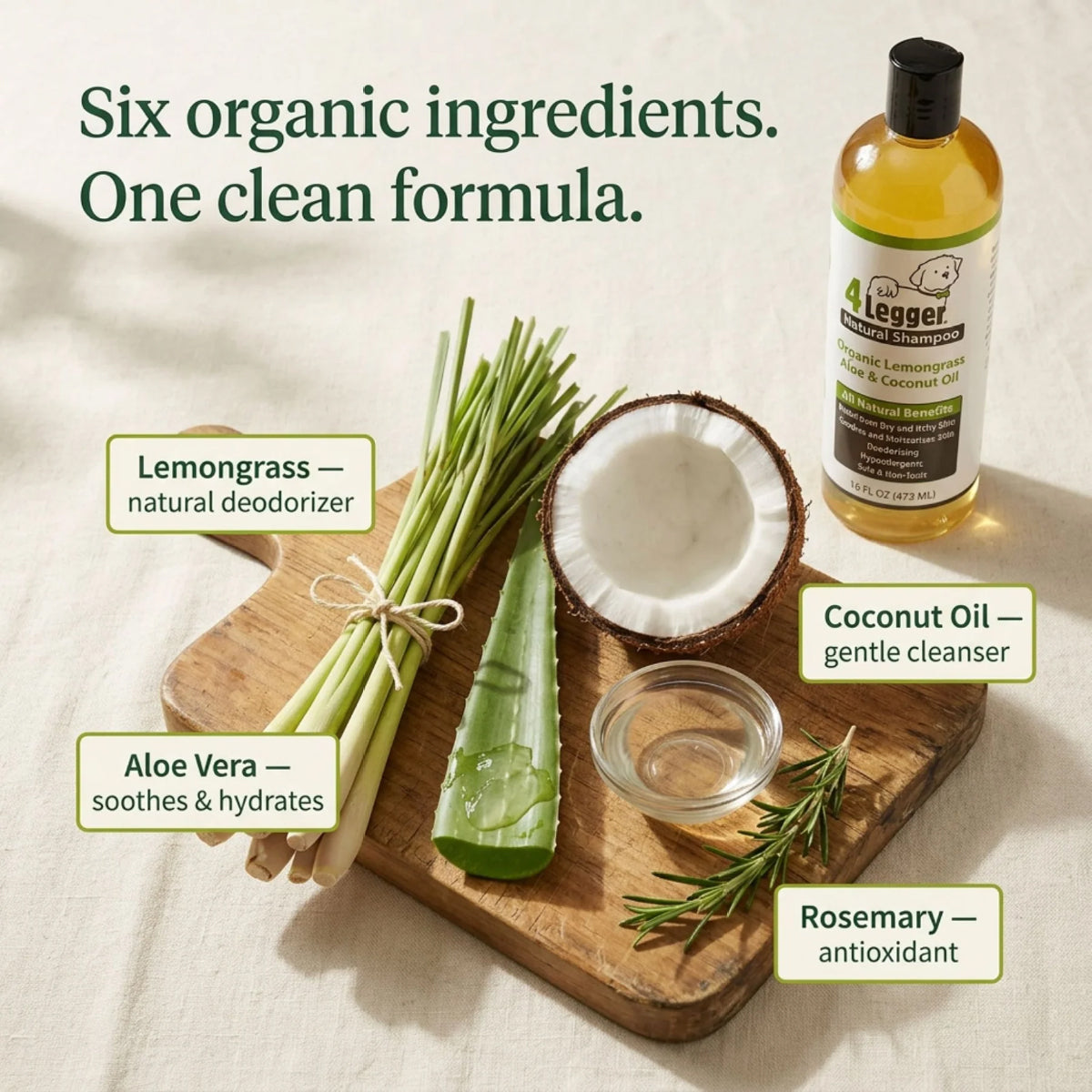 4-Legger Organic Lemongrass and Aloe Hypoallergenic Shampoo