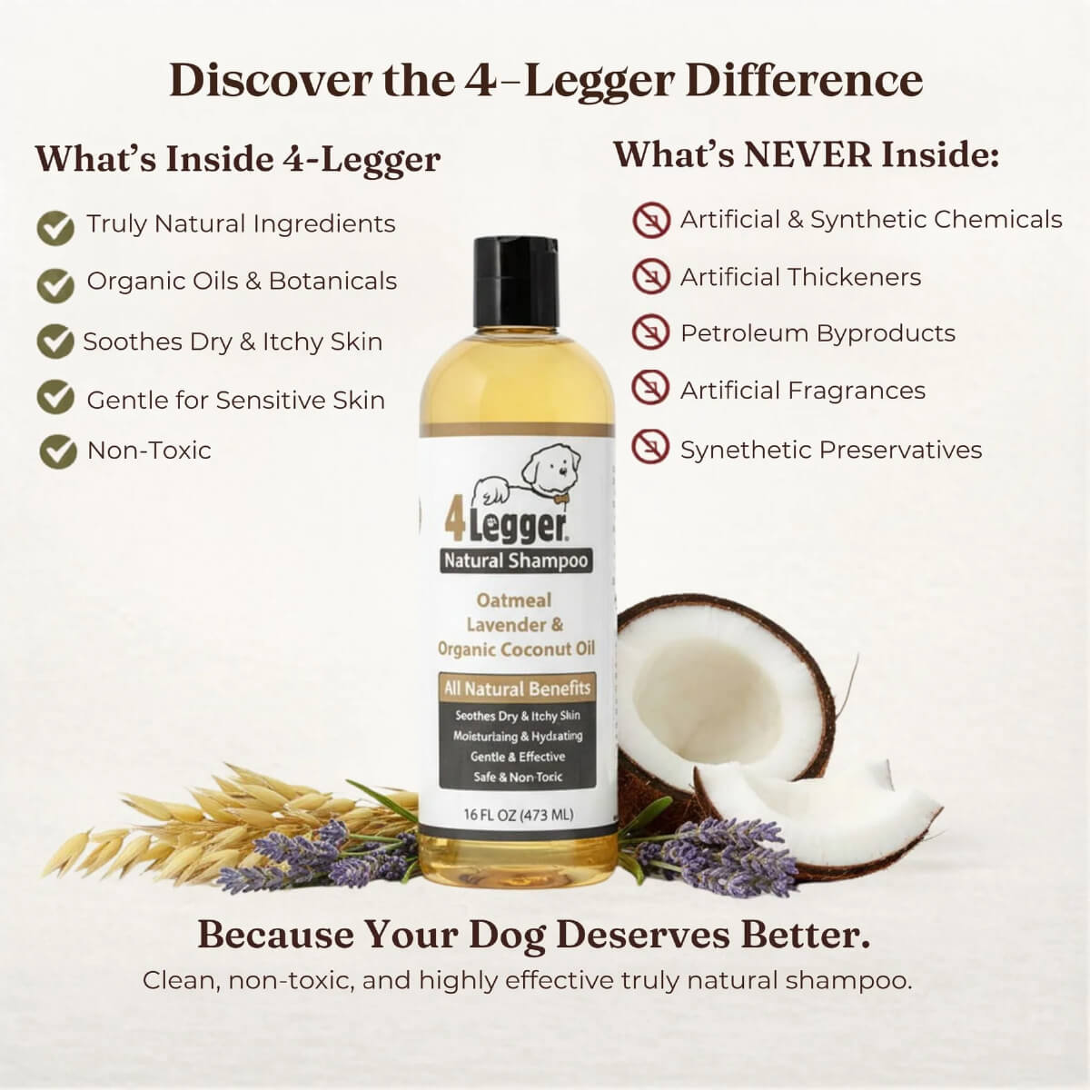 4-Legger Organic Oatmeal Shampoo with Lavender & Aloe