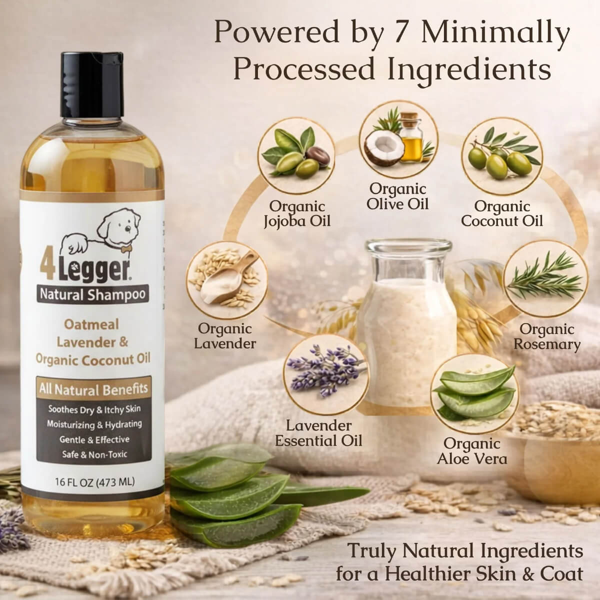 4-Legger Organic Oatmeal Shampoo with Lavender & Aloe