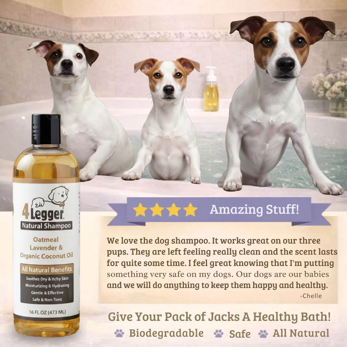 4-Legger Organic Oatmeal Shampoo with Lavender & Aloe