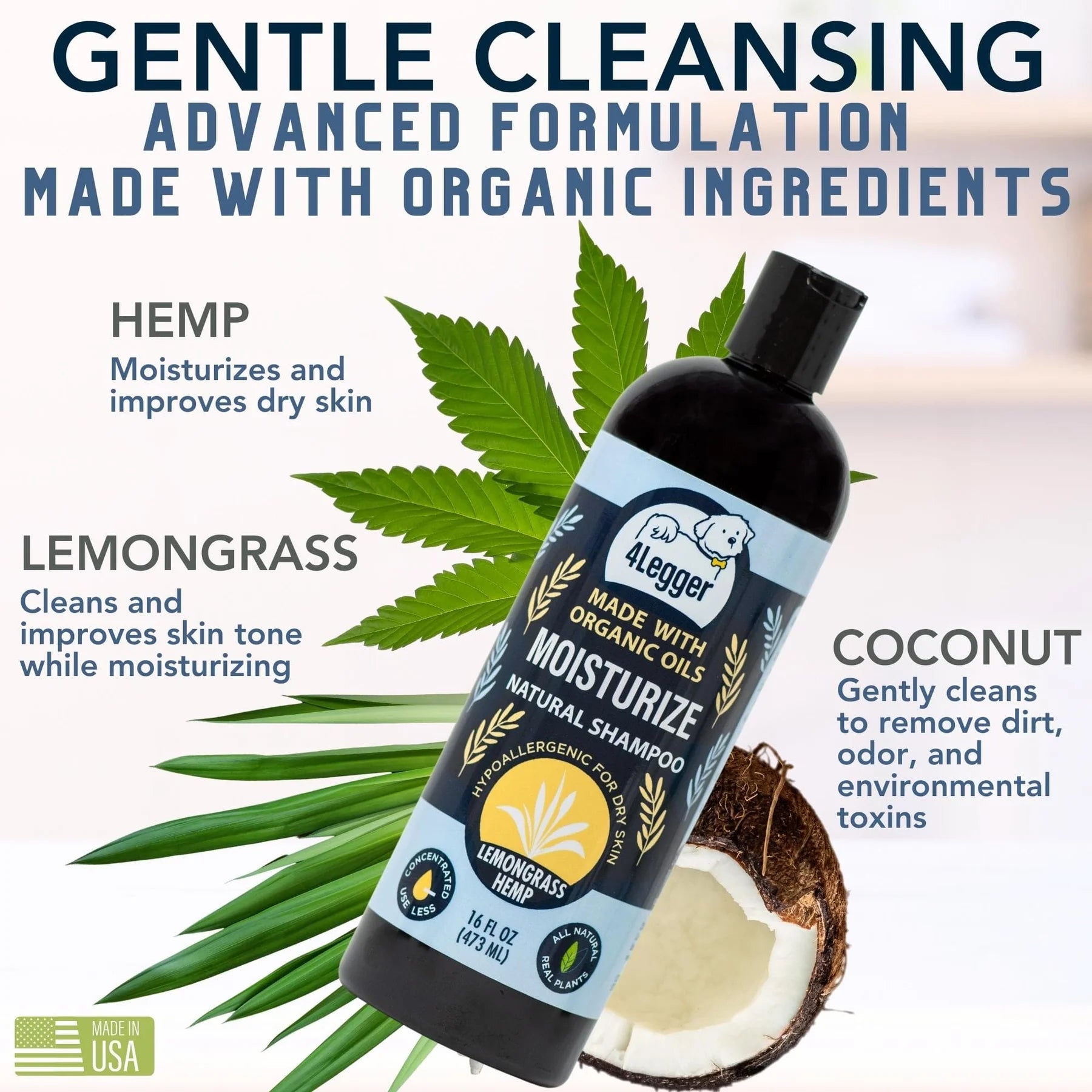4-Legger Moisturize Shampoo | Hemp With Lemongrass