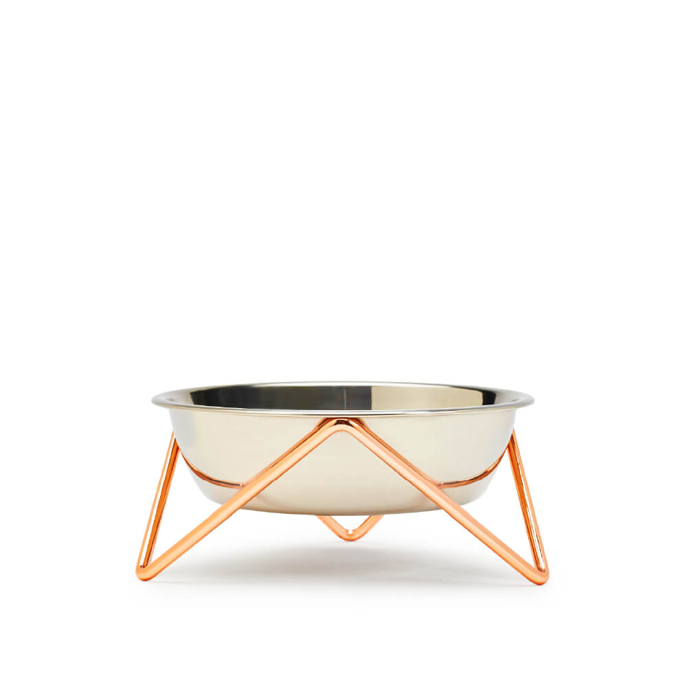 Bendo XL Pet Bowl | Chrome & Copper