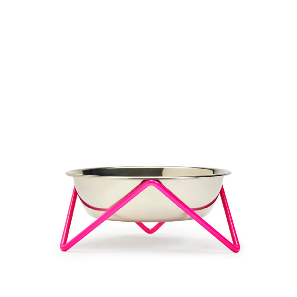 Bendo Pet Bowl | Chrome & Pink (Small)