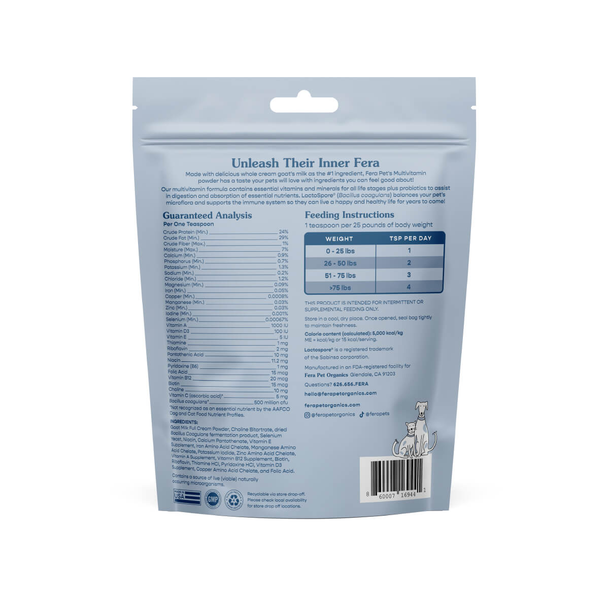 Fera Pets Multivitamin Goat Milk Topper For Dogs & Cats