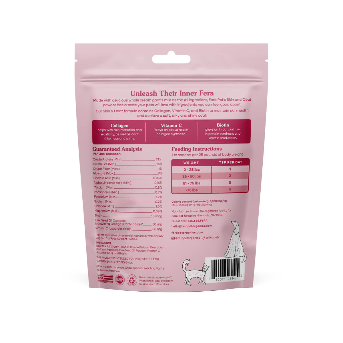 Fera Pets Skin & Coat Goat Milk Topper For Dogs & Cats