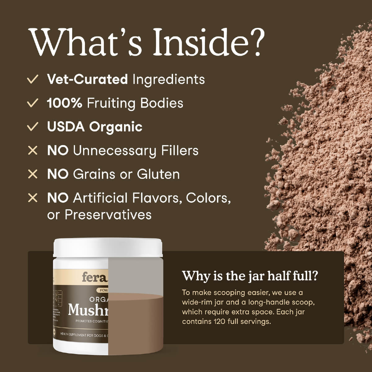 Fera Pets USDA Organic Mushroom Blend for Immune Support