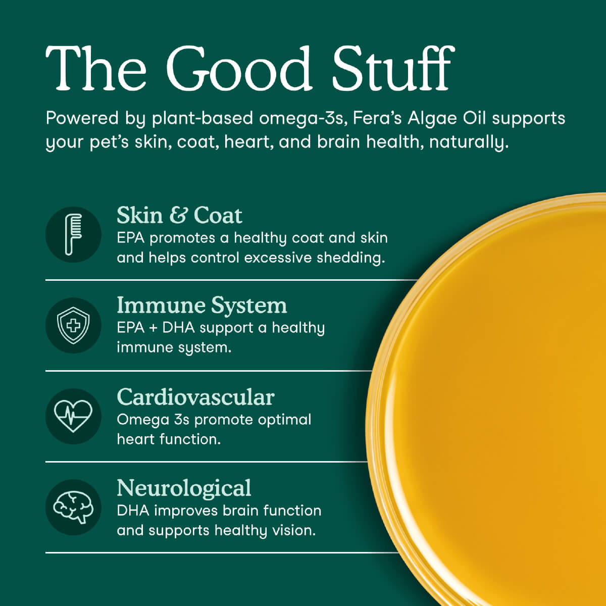 Fera Pets Vegan Omega-3, 6, 9s Algae Oil