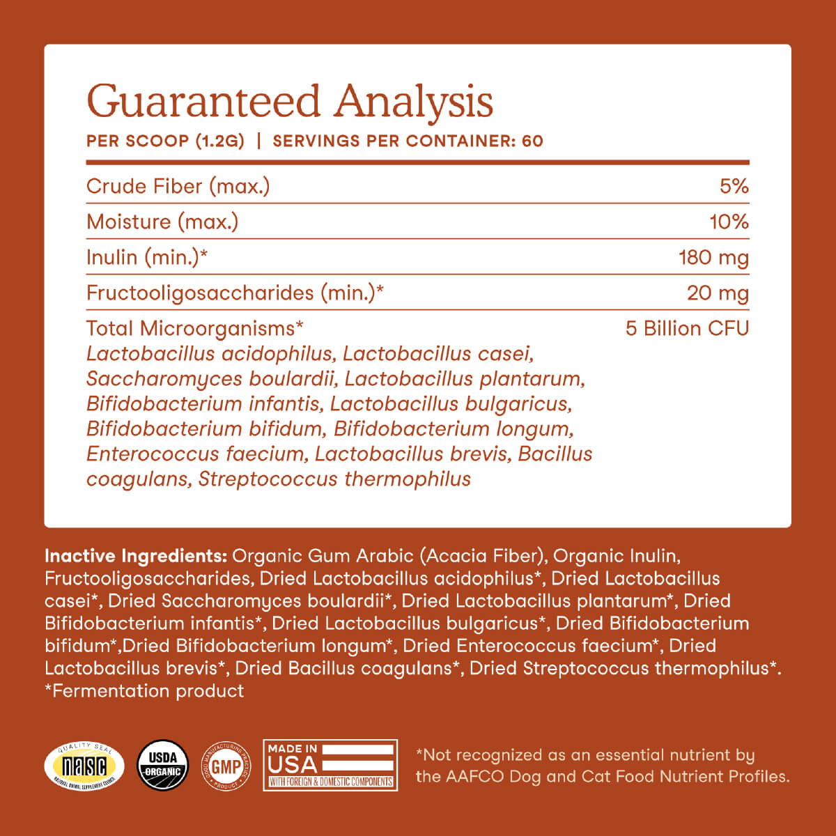 Fera Pets USDA Organic Probiotics with Prebiotics