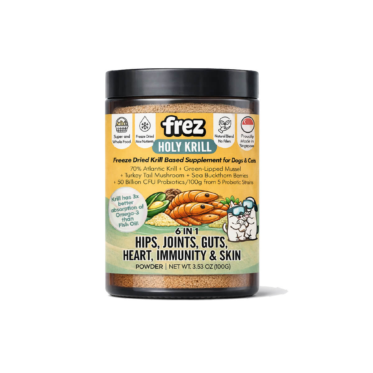 Frez Holy Krill Freeze Dried Krill Based Supplement for Cats and Dogs