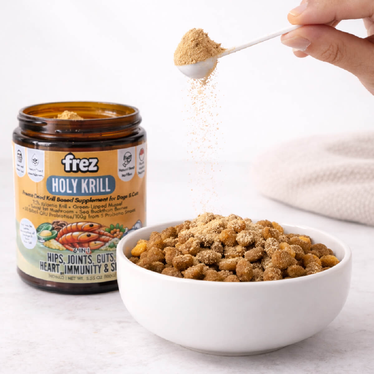 Frez Holy Krill Freeze Dried Krill Based Supplement for Cats and Dogs