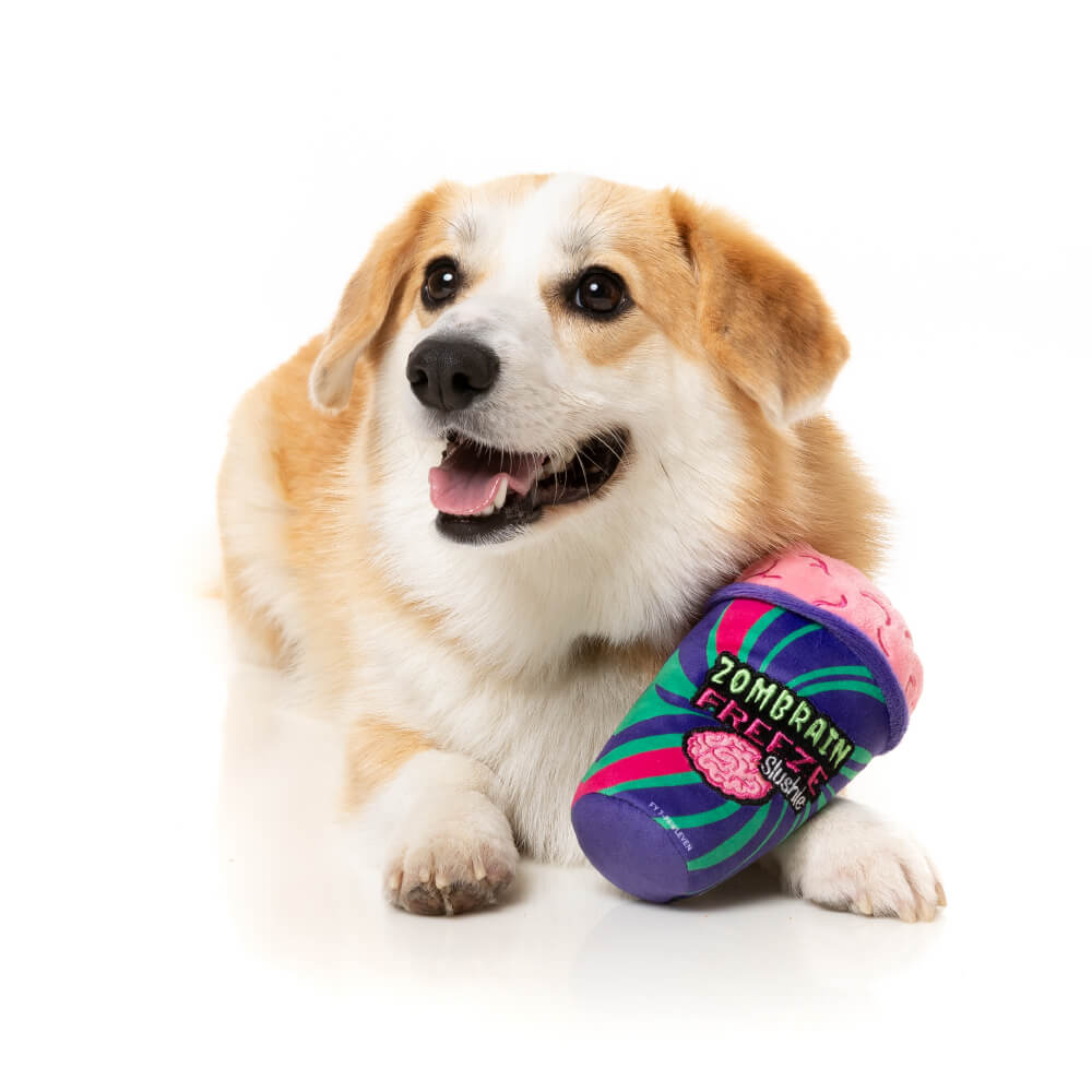 FuzzYard Halloween Plush Dog Toy | Zombrain Freeze Slushie
