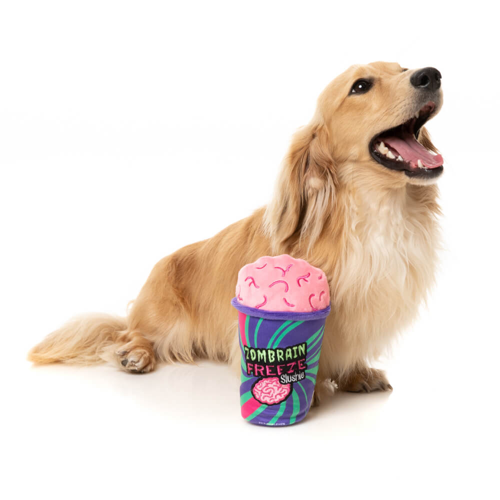 FuzzYard Halloween Plush Dog Toy | Zombrain Freeze Slushie