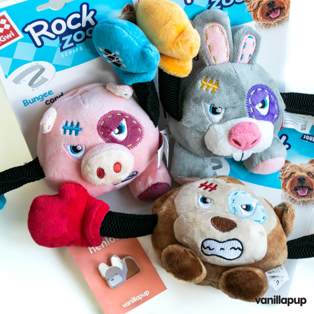 GiGwi Rock Zoo Bungee Plush Dog Toy | Pig