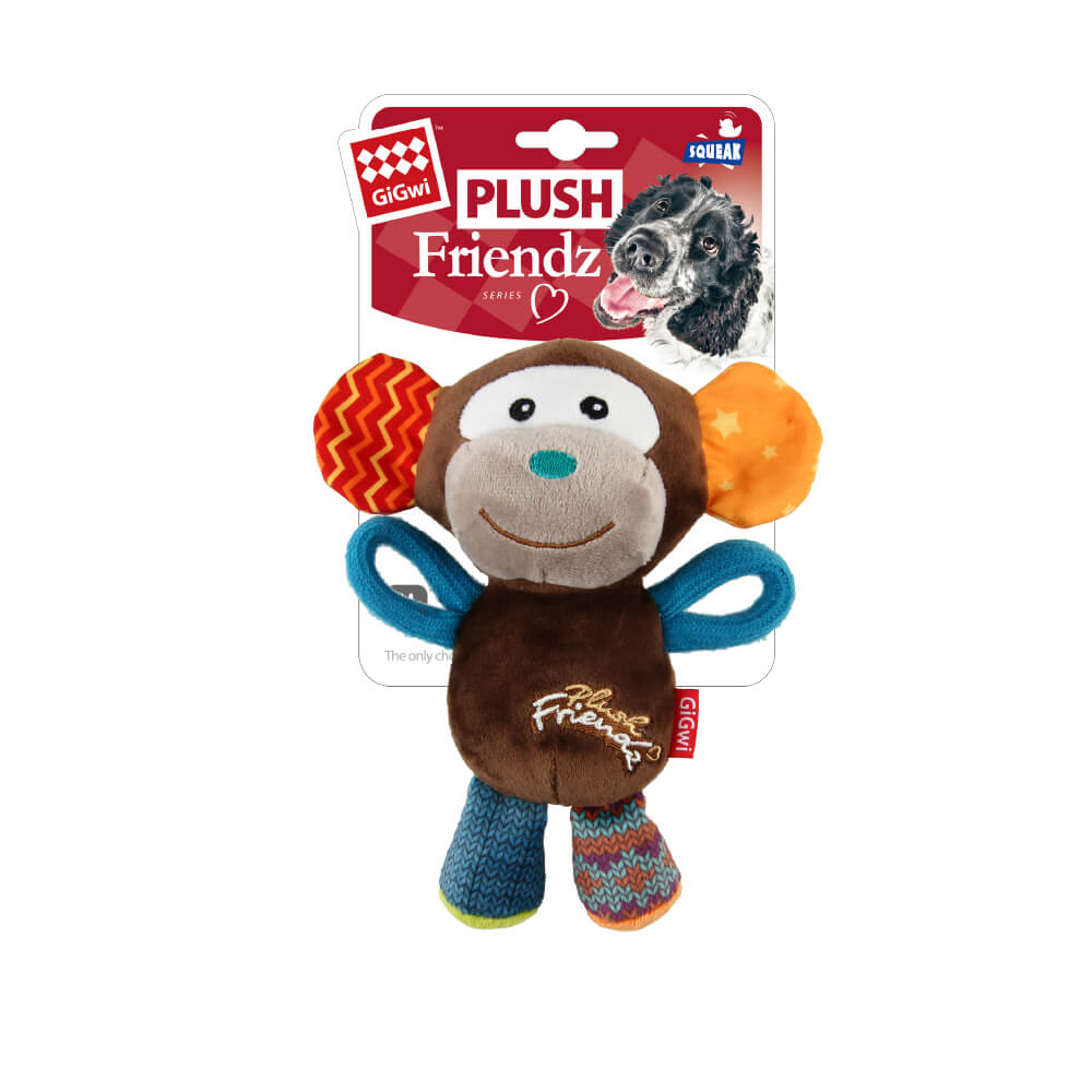 GiGwi Plush Friendz Tug Dog Toy | Monkey