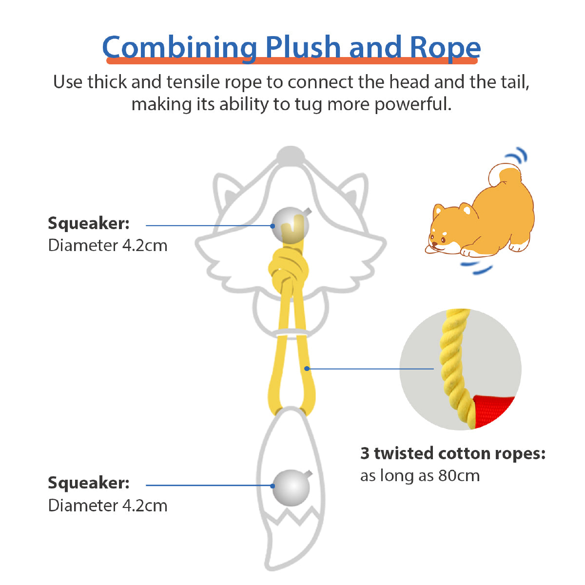Gigwi Tug Hercules Blue Raccoon Toy