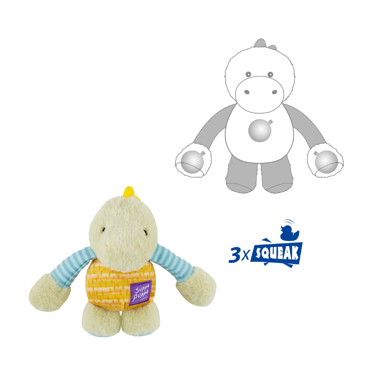 GiGwi Suppa Puppa Plush Toy for Puppies | Dinosaur with Squeaker