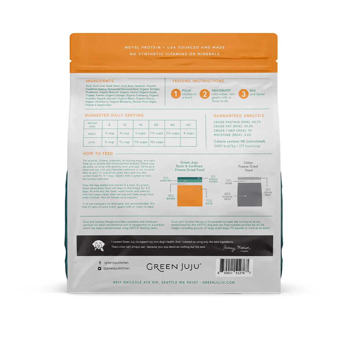 Green Juju Freeze-dried Raw Food | Duck & Sardine