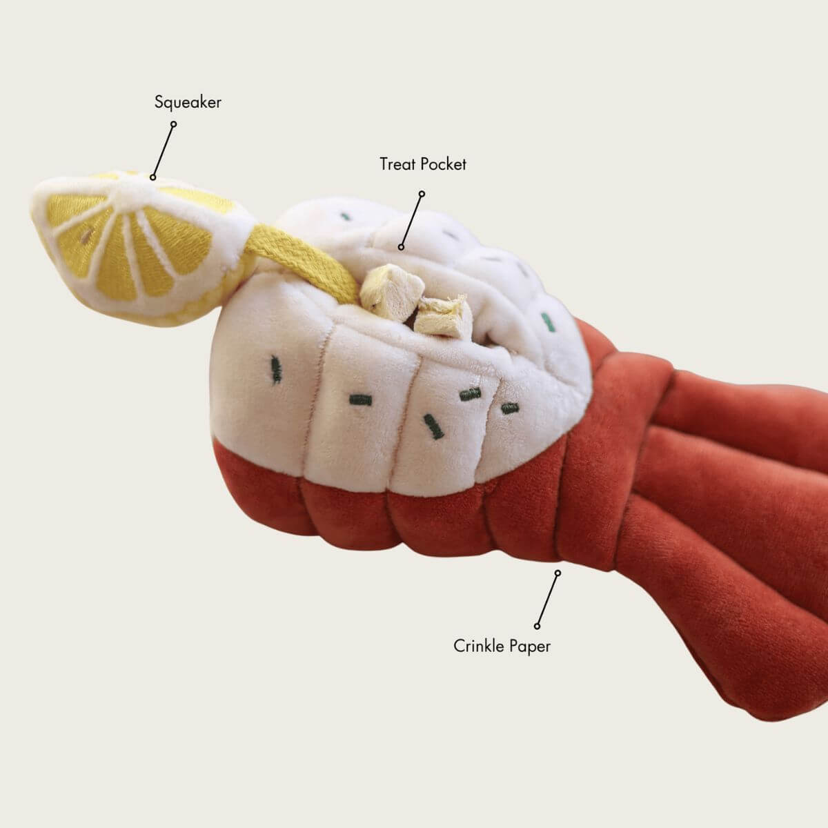 Graphic of Pups and Bubs Grilled Lobster Nosework Toy.