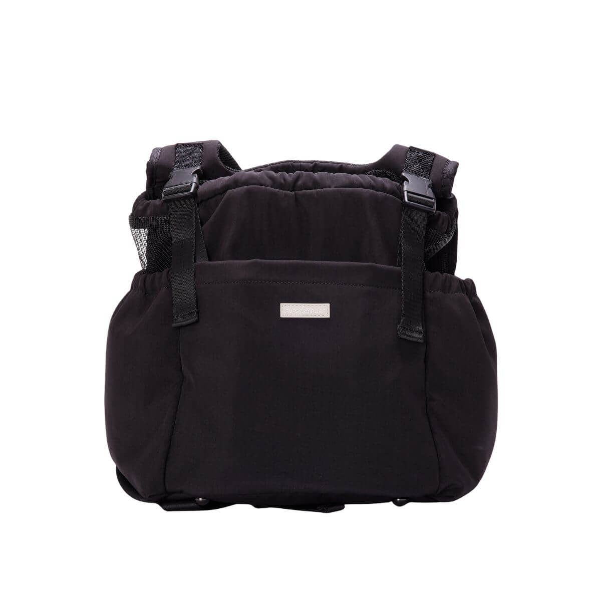 Pups and Bubs Let's Adventure Backpack in Black against a white background.