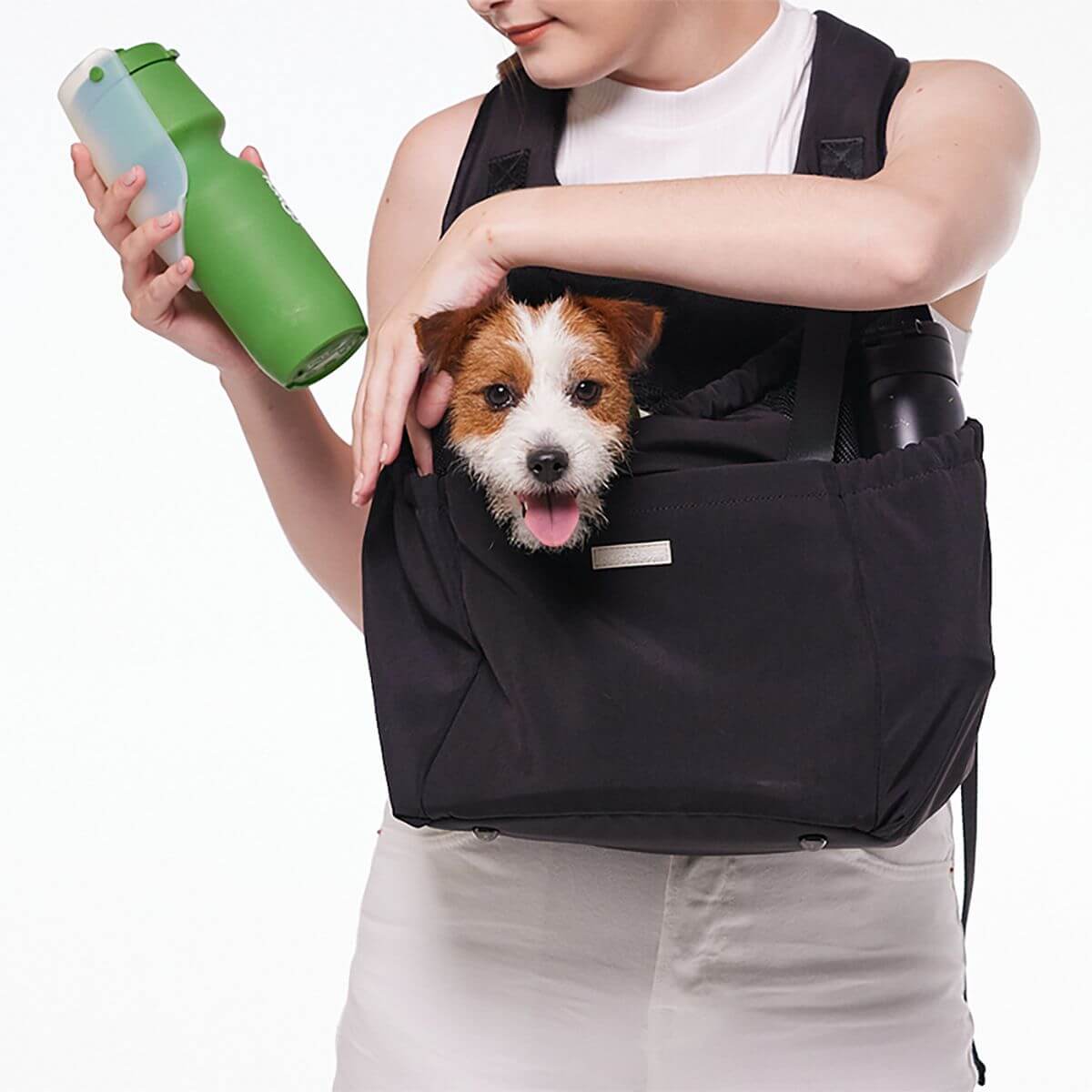 Pups and Bubs Let's Adventure Backpack in Black against a white background.