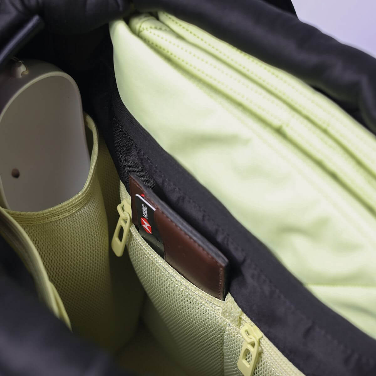 The inner pockets of the Pups and Bubs All Day Chill Bag in Black.