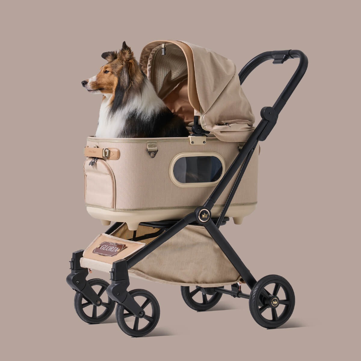 Royal Tails Gloria Pet Stroller w/ Detachable Basket | Beige