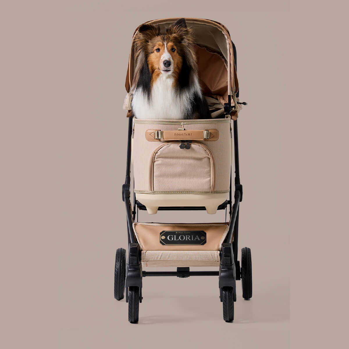 Royal Tails Gloria Pet Stroller w/ Detachable Basket | Beige