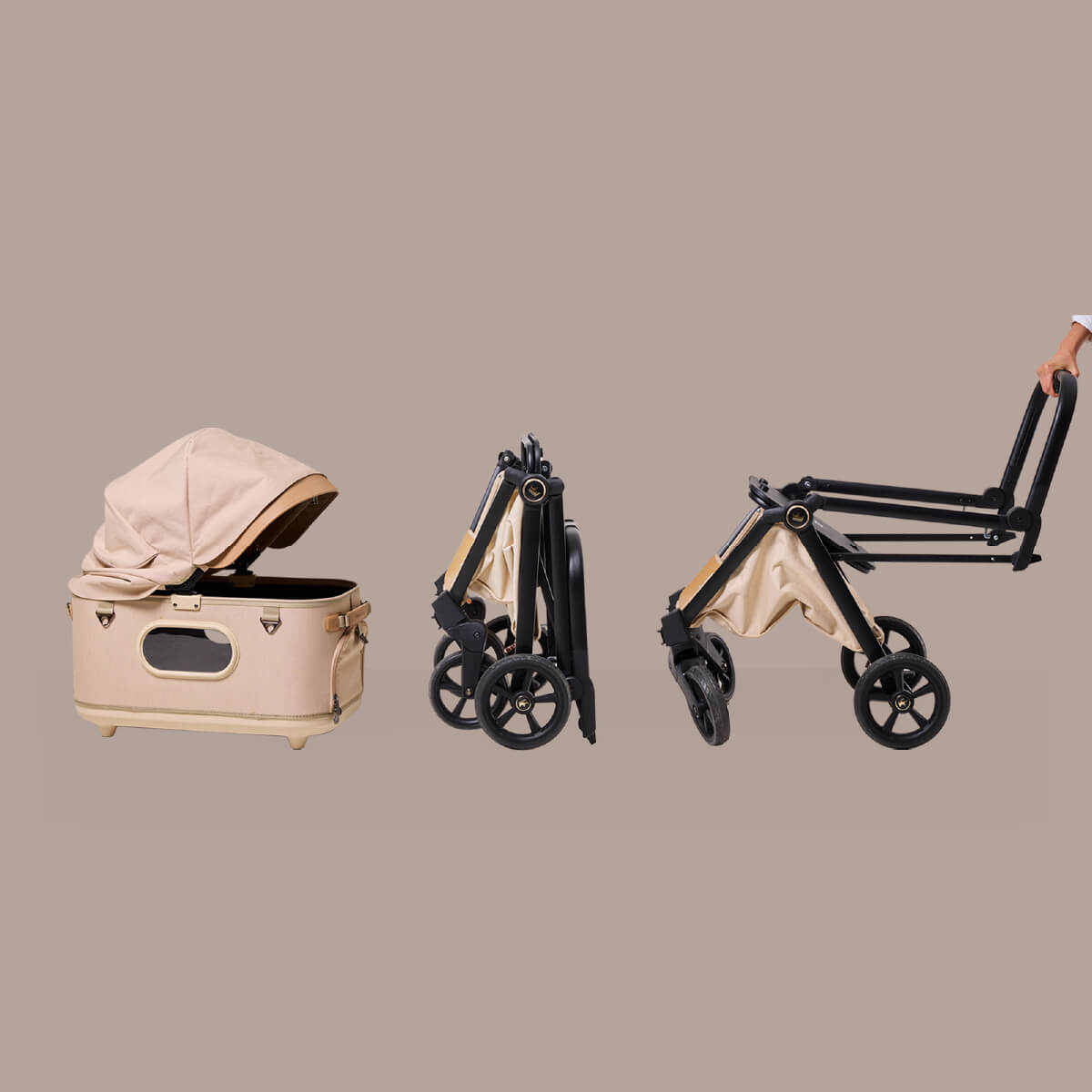 Royal Tails Gloria Pet Stroller w/ Detachable Basket | Beige