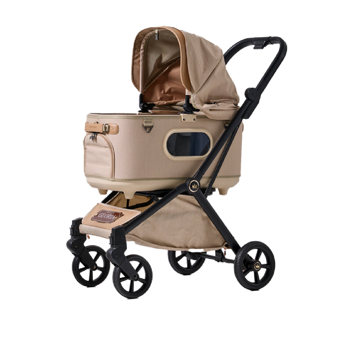 Royal Tails Gloria Pet Stroller w/ Detachable Basket | Beige