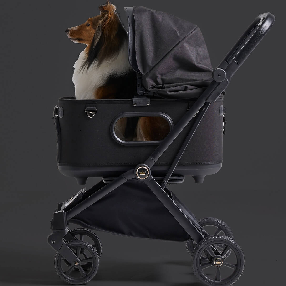 Royal Tails Gloria Pet Stroller w/ Detachable Basket | Black