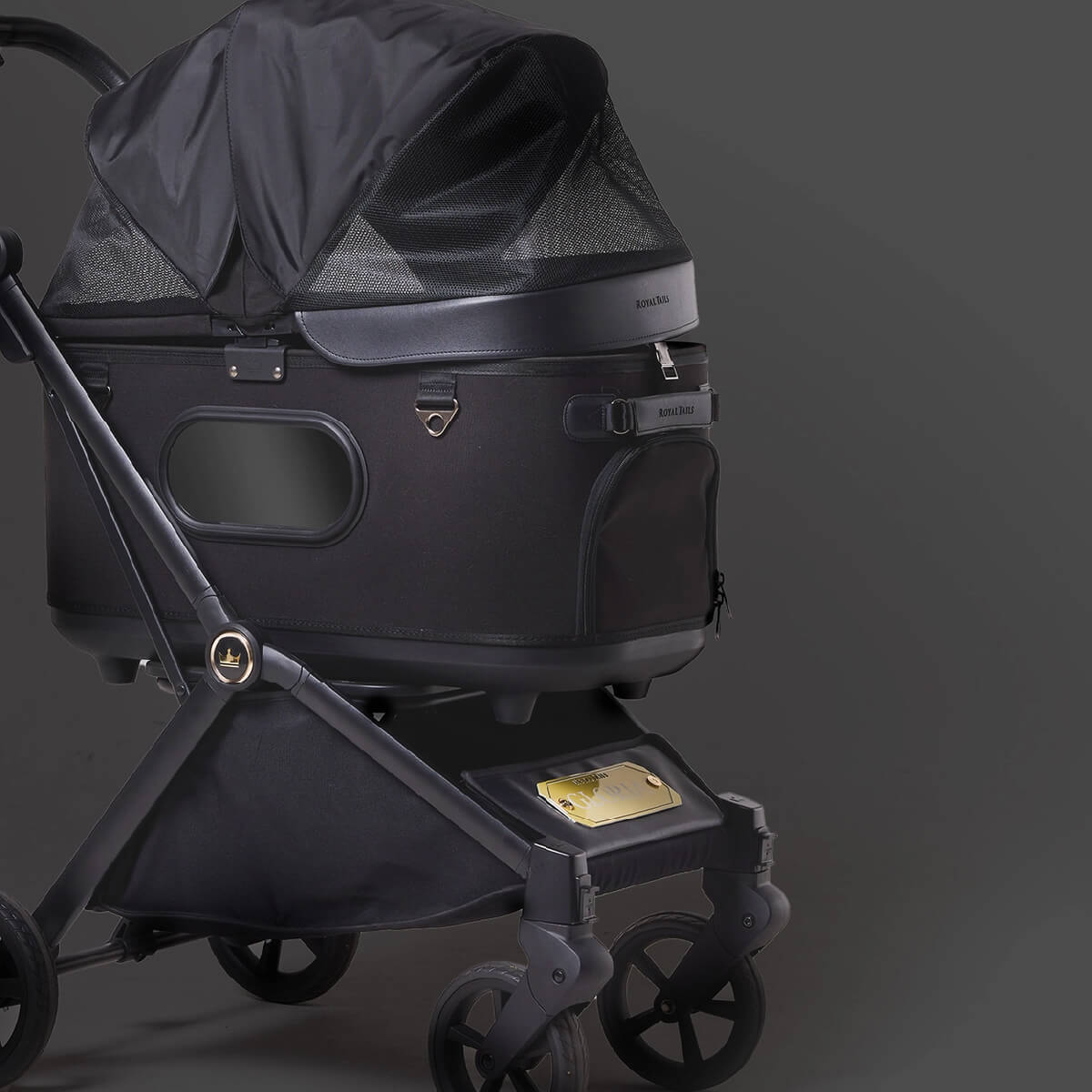 Royal Tails Gloria Pet Stroller w/ Detachable Basket | Black