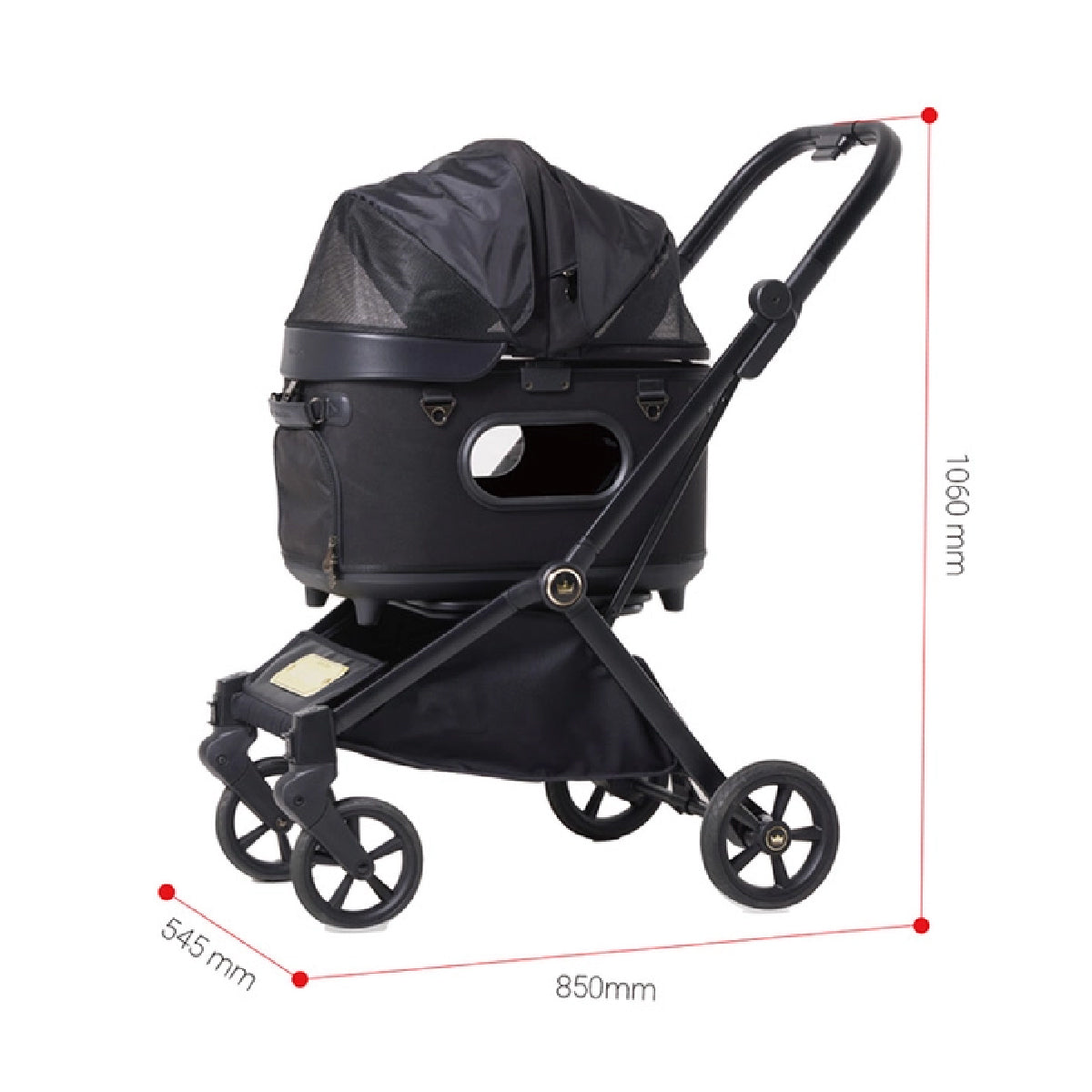 Royal Tails Gloria Pet Stroller w/ Detachable Basket | Black