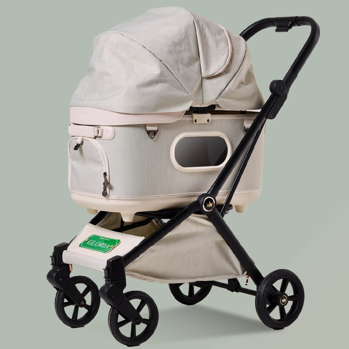 Royal Tails Gloria Pet Stroller w/ Detachable Basket | White Green
