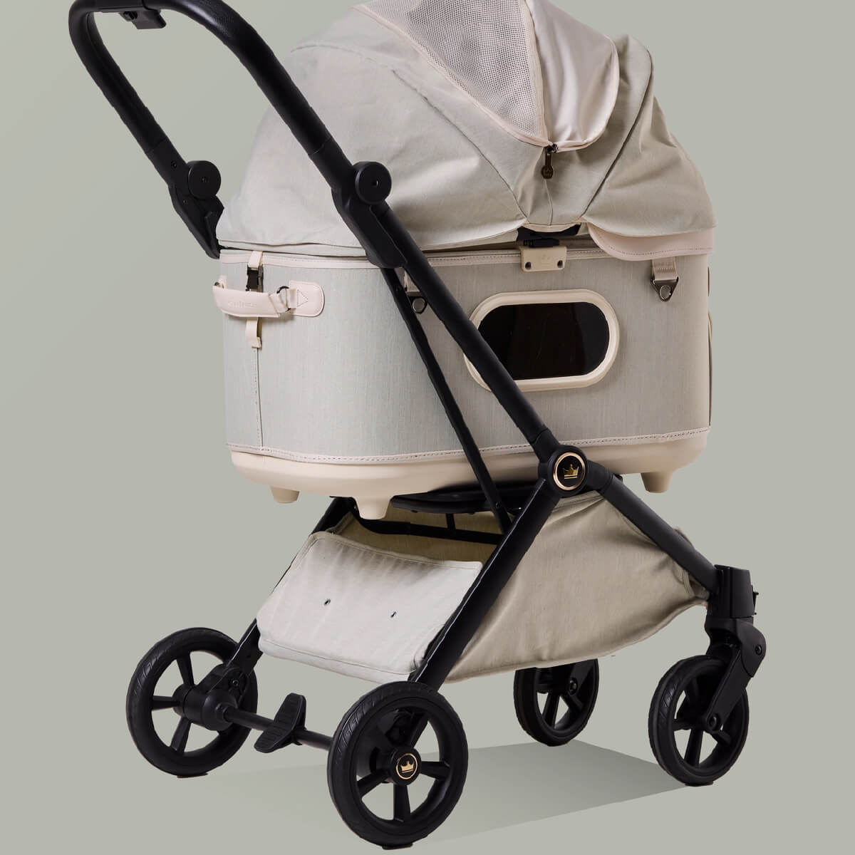 Royal Tails Gloria Pet Stroller w/ Detachable Basket | White Green