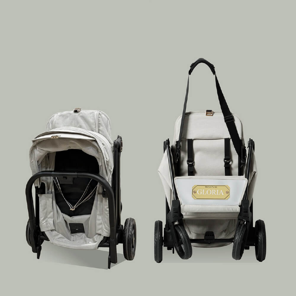 Royal Tails Gloria Foldable Pet Stroller | White Green