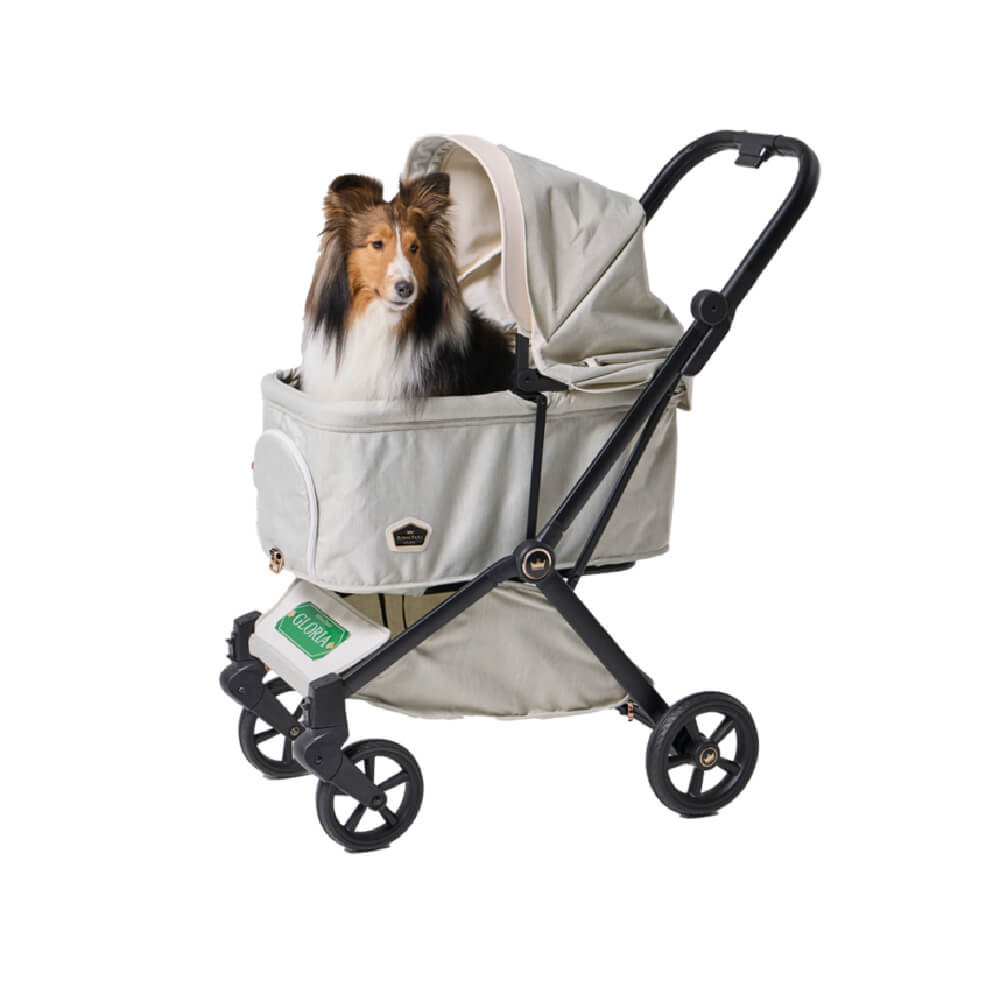 Royal Tails Gloria Foldable Pet Stroller | White Green