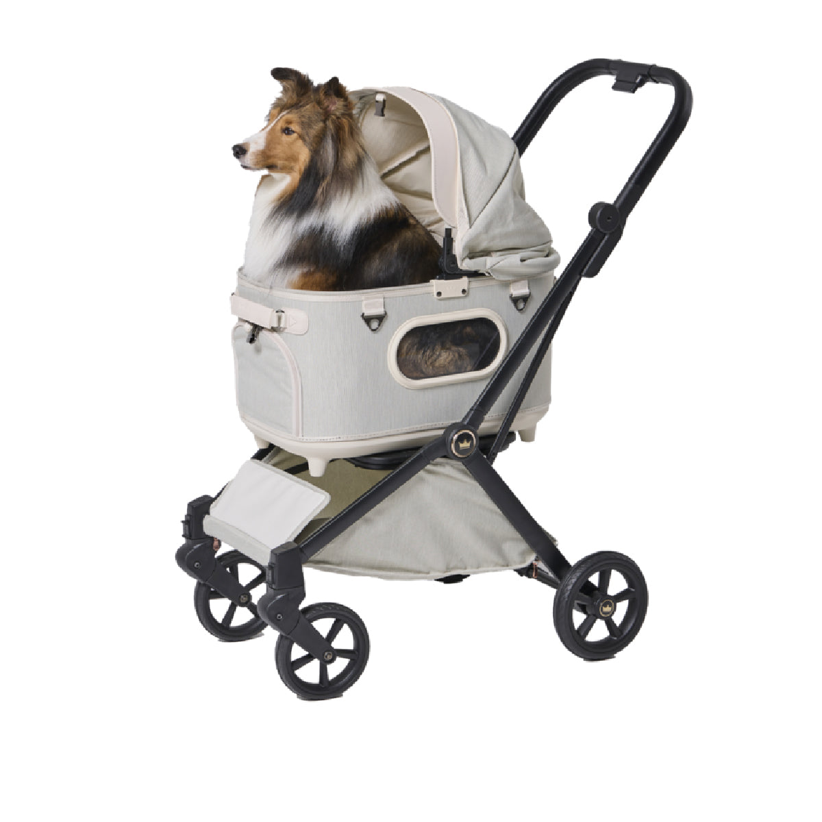 Royal Tails Gloria Pet Stroller w/ Detachable Basket | White Green