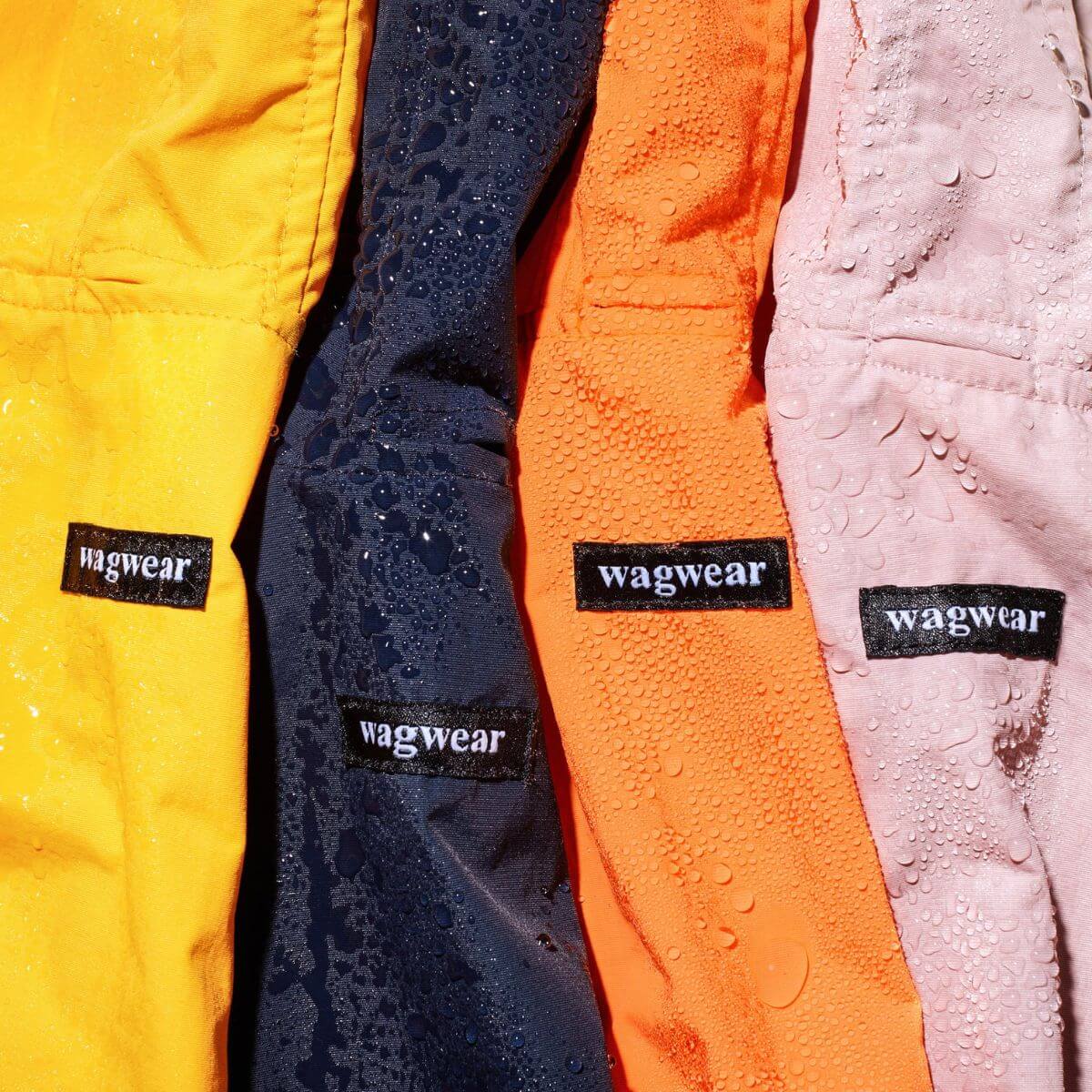 All the colours of the Wagwear Nylon Coverall Raincoat.