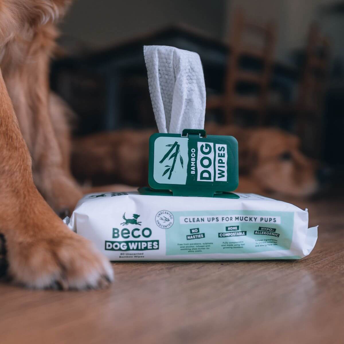 Beco Bamboo Dog Wipes, Unscented, 80 Pack