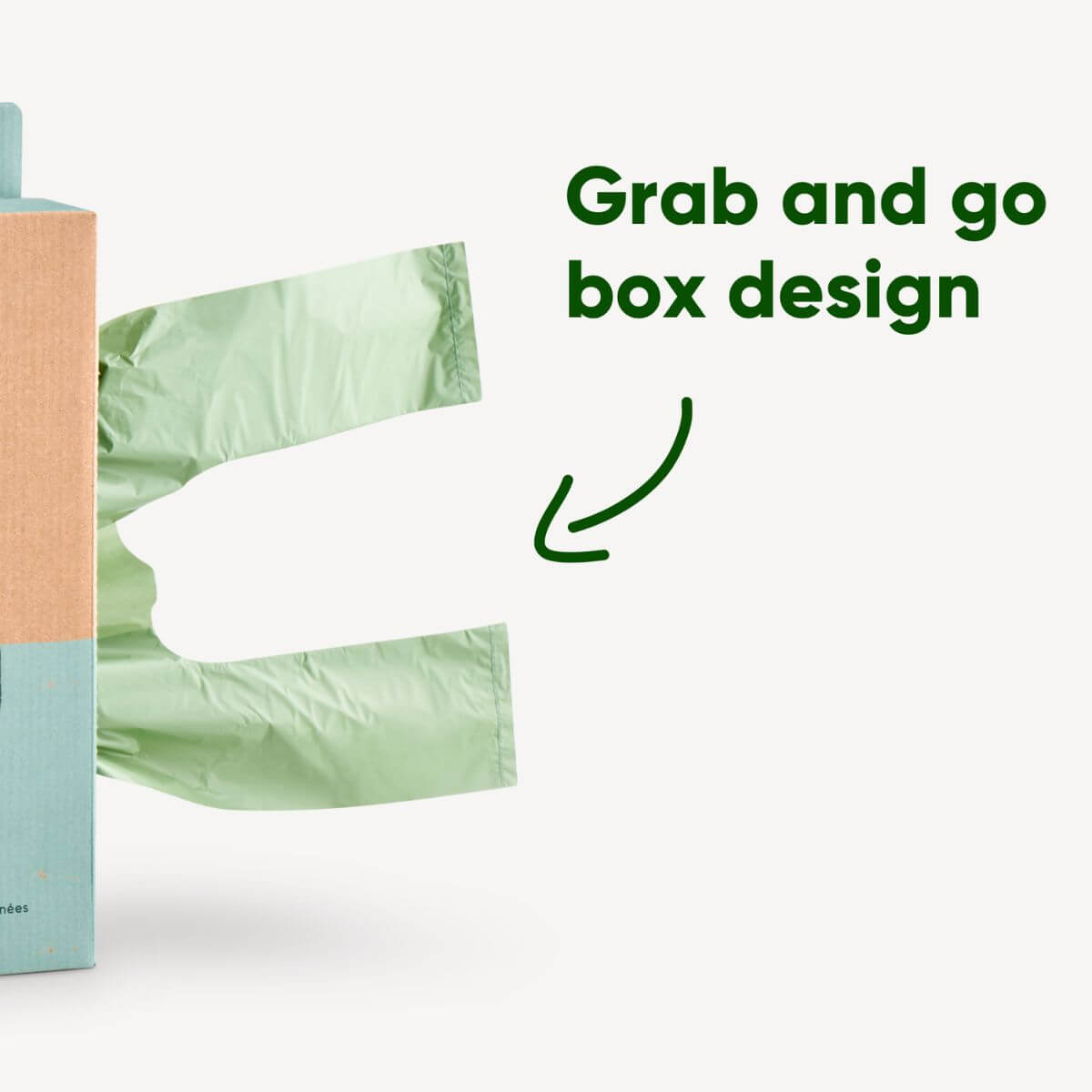 Grab and go box design of the Beco mint scented poop bags.