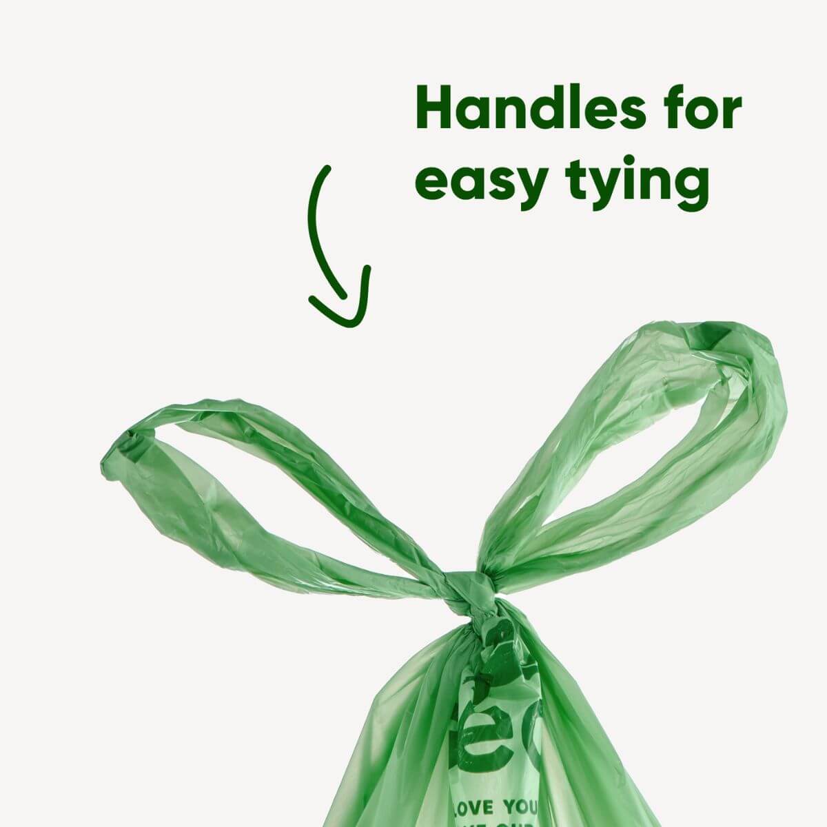 Beco Unscented Poop Bags with Handles for easy tying.