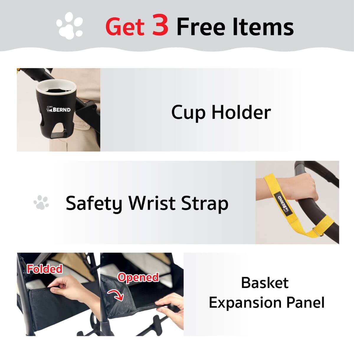 Bernd Pets Autofold Groove Pet Stroller infographic.