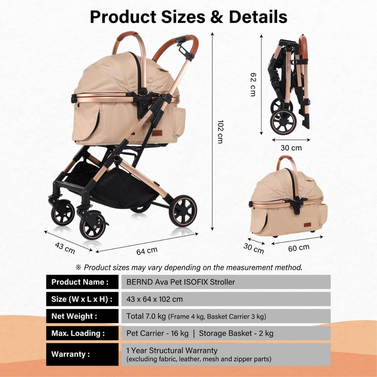 BERND Pets Ava ISOFIX Stroller | 3 Colours