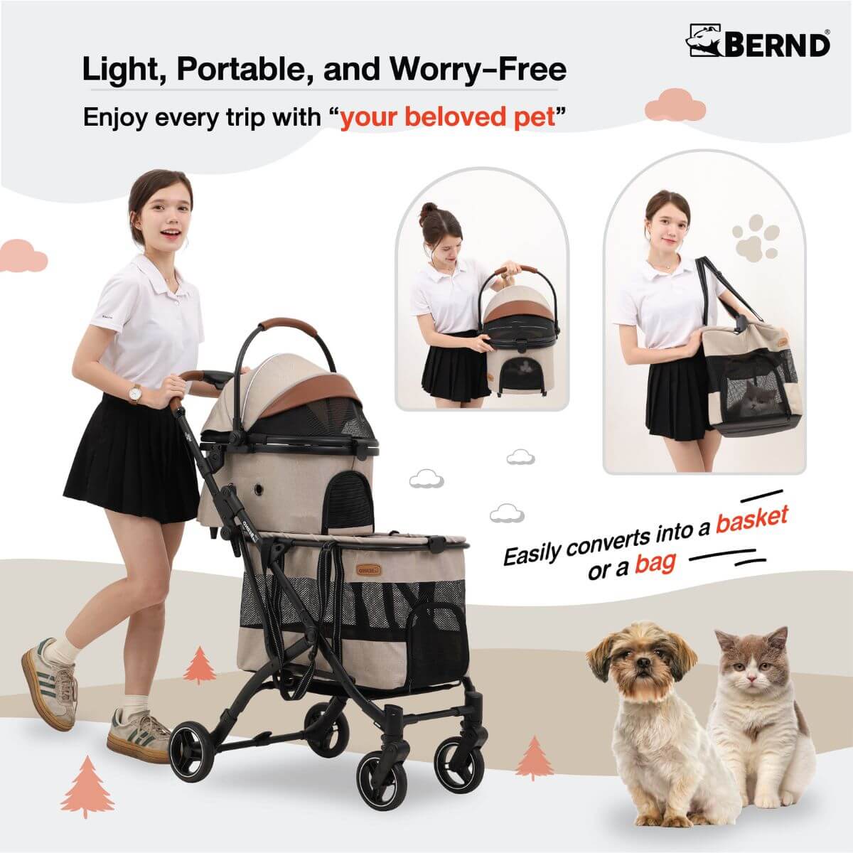 BERND Pets Wanda Pet Stroller | 3 Colours