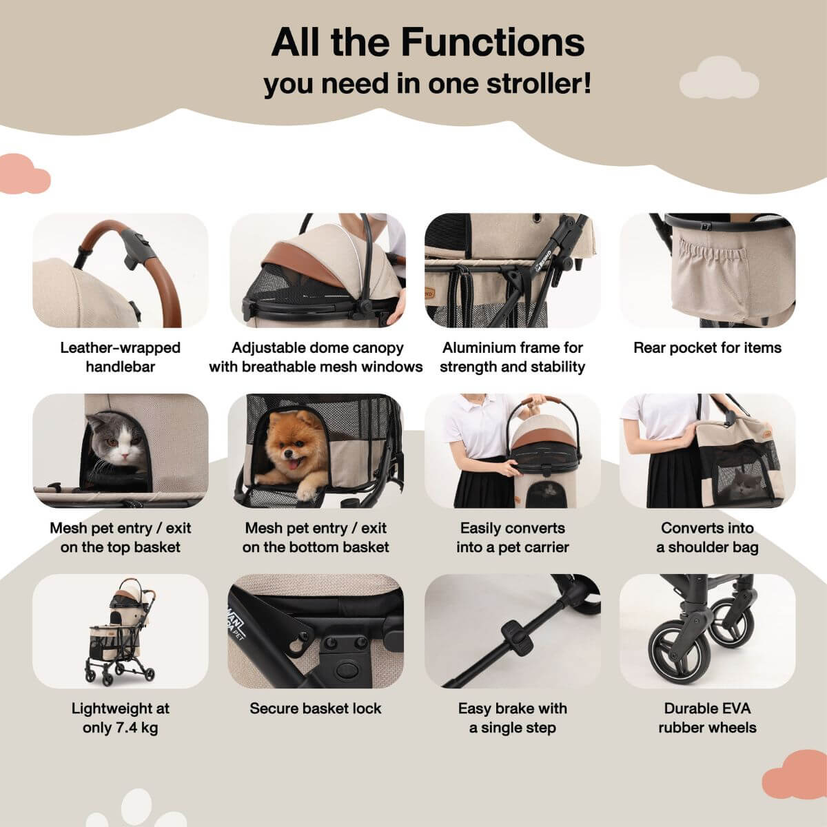 BERND Pets Wanda Pet Stroller | 3 Colours