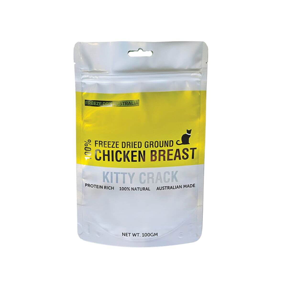 Freeze Dry Australia Ground Chicken Breast Kitty Crack against a white background.