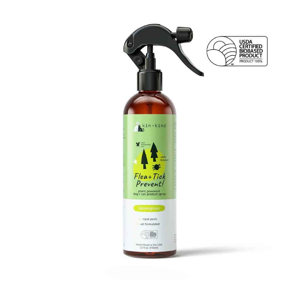 kin+kind Flea & Tick Repellent 12oz Spray | Lemongrass