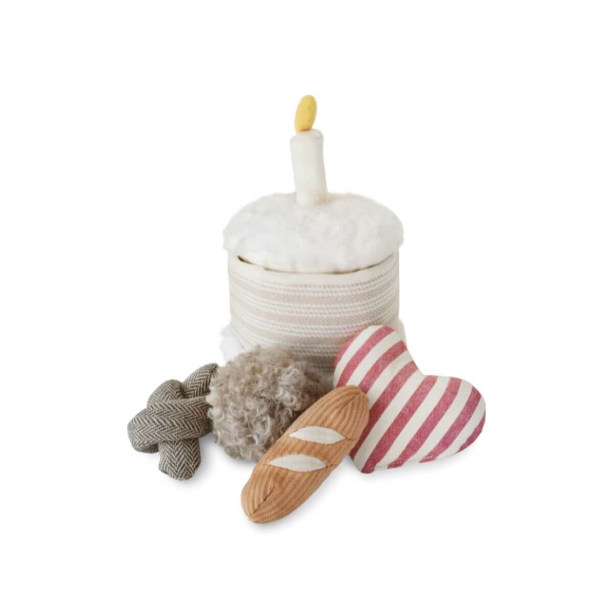 Lambwolf birthday cake against a white background.