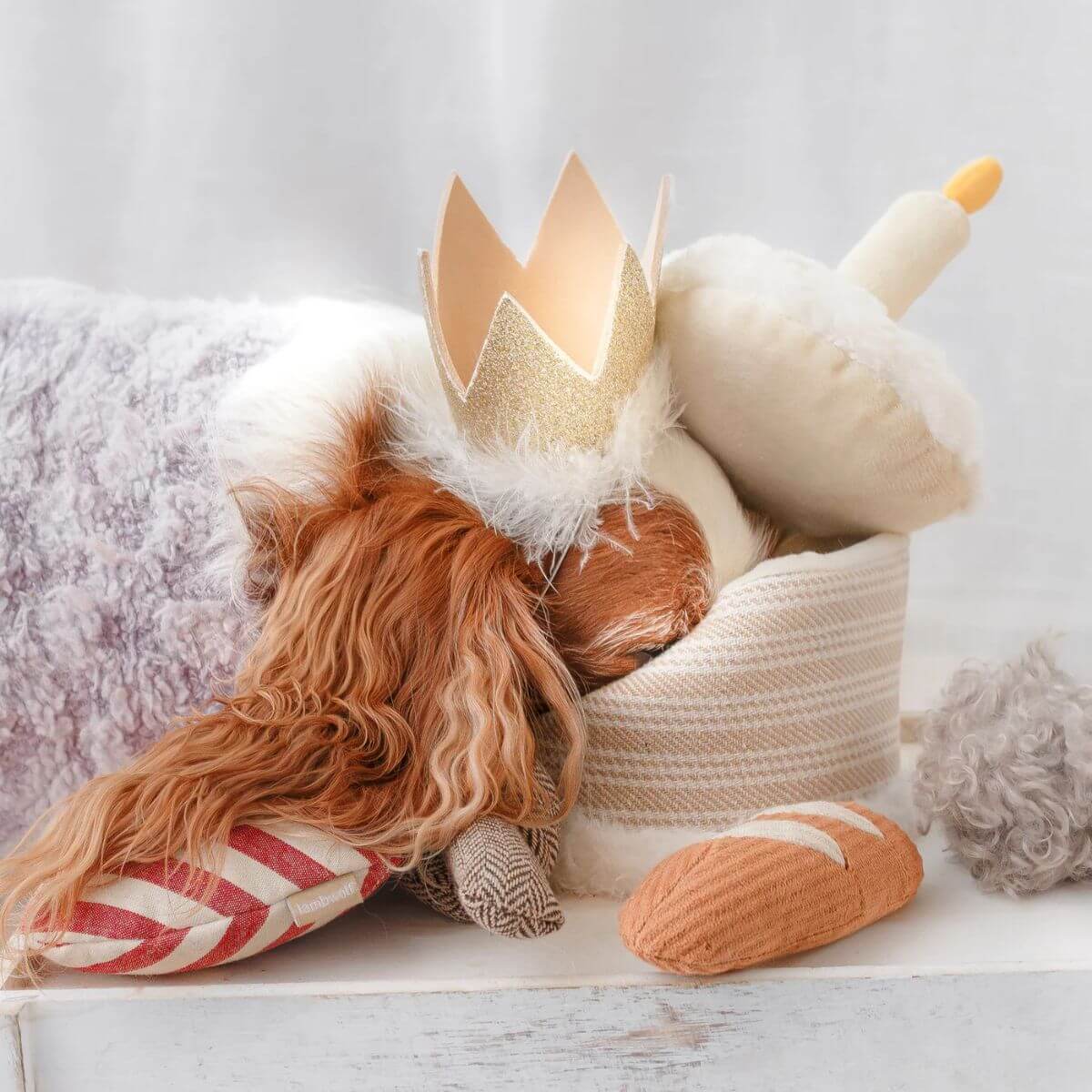 Cavelier burying its nose into the Lambwolf birthday cake.