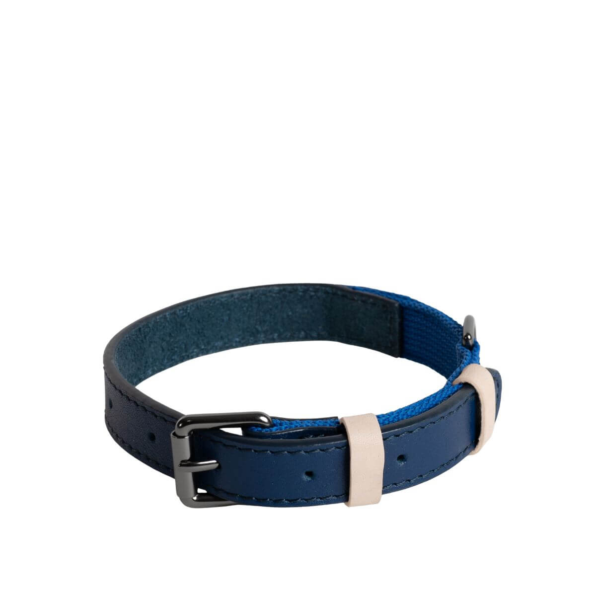 Masimalo collar in navy grandala blue against a white background.